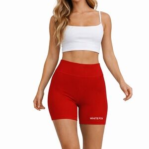 White Fox Boutique Red High-Waist Bike Shorts